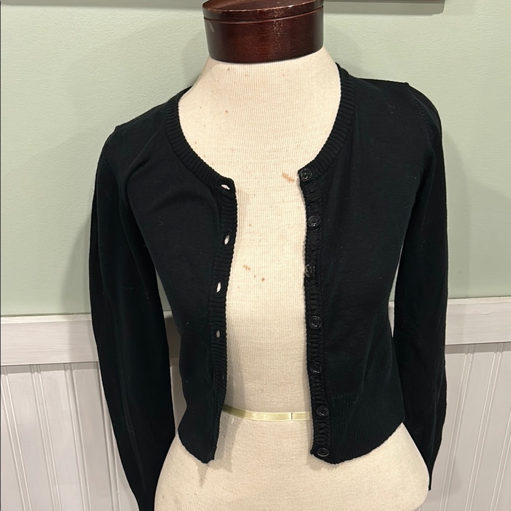 Cherokee girls cardigan black sweater long sleeve size 10/12